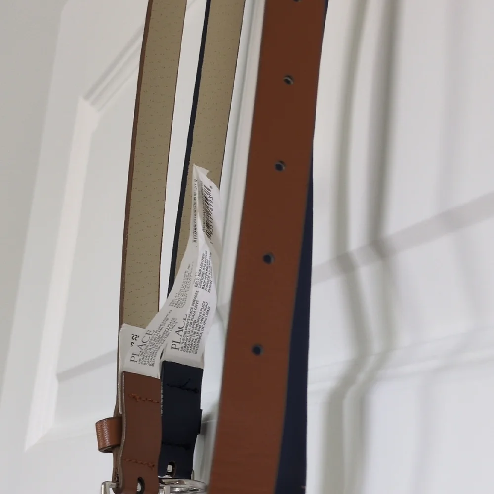 Set Of 2 Belts with Heart Buckle - Navy and Brown